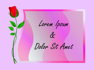 Fototapeta na wymiar vector illustration minimalis decoration rose invitation for wedding and romantic. Rose Flower with green leave elements