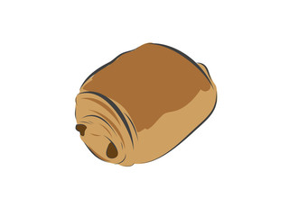 Pain au chocolat. Illustration sans fond.