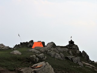 camping on a hilltop