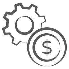 
Dollar with gear wheel showing cash management icon
