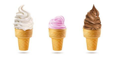 Set of colored milk ice creams. 3d vector illustration