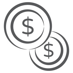 
Hand drawn design of dollar coins icon.
