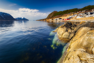 Beautiful scenery of west coastline with fiords in Norway