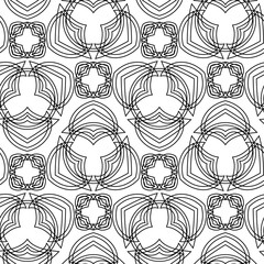 white seamless pattern with thin black geometric tracery
