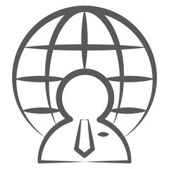 
Male avatar with globe depicting global businessman icon
