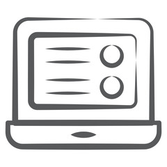 
Laptop icon in hand drawn vector design.
