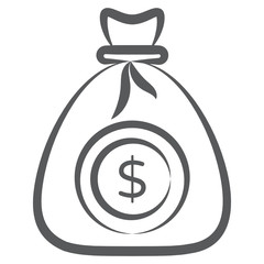 
Money sack icon in hand draw editable style 
