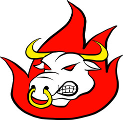 Fire Head Red bulls mascot vector business company logo