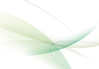 透明感のある緑の曲線のグラデーションの背景イラスト/横位置
