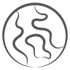 
A spherical model of earth, doodle design of globe or sphere icon
