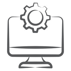 
System setting icon in line design, gear with monitor 

