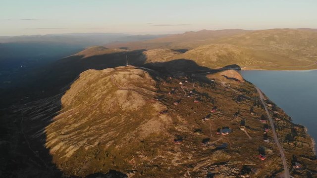 Mountain cottages on the mountainside. Norway