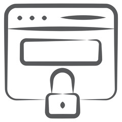 
Web security icon in line design, padlock on web page 
