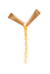 sugar is poured from the package