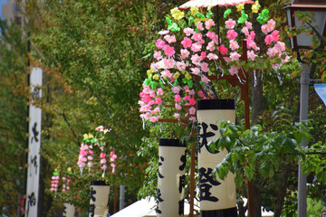 Fototapeta na wymiar a yearly village festival with votive lanterns / 村祭りの献灯