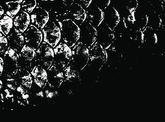 Fish scales texture. Scales background.Grunge texture. Grunge black and white vector overlay. Grungy grainy surface. © LIORIKI