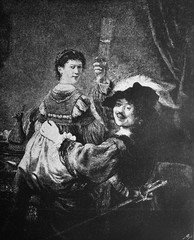 Rembrandt with his wife in the old book Rembrandt by Knuckfus, S. Petersburg, 1890