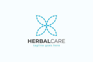 Obraz premium Abstract Initial Letter H Logo. Blue Dashed Lines Leaf Symbol Infinity Style on White Background. Usable for Business, Healthcare, Nature and Beauty Logos. Flat Vector Logo Design Template Element