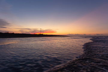 Obraz na płótnie Canvas Soft focus images of Sunset ocean horizon, beautiful sky clouds sunset scenery