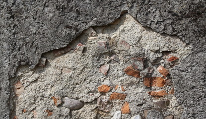 Muro in mattoni e intonaco - Vintage e danneggiato