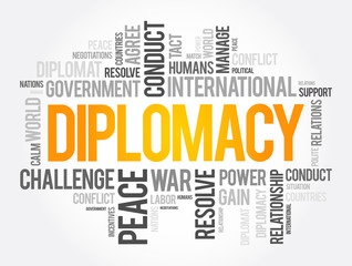 Fototapeta premium Diplomacy word cloud collage, political business concept background