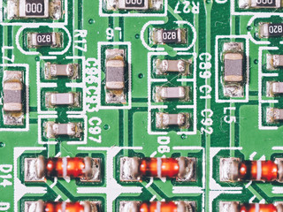 Obsolete printed circuit, close up