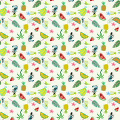 seamless pattern with flowers fruits