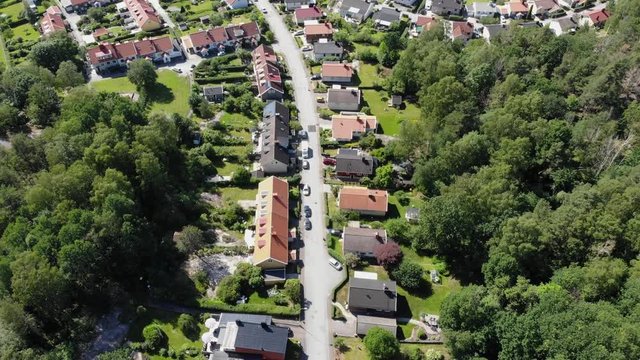 Gothenburg residential suburbs in Utby district, Gothenburg, day, backwards