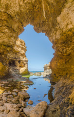 The natural tunnel of the Grotto, near Port Campbell, Shipwreck Coast, Great Ocean Road, Victoria, Australia