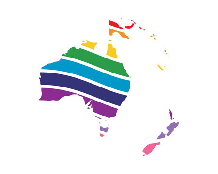 Australia Continent Swoosh Silhouette Rainbow