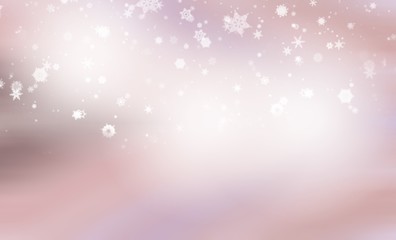 Pink abstract background with white bokeh stars snowflakes blurred beautiful shiny light, use illustration card weeding Valentine Christmas new year wallpaper backdrop and texture your product.