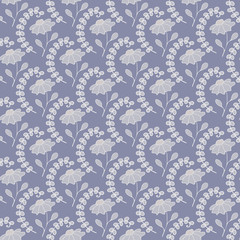 seamless pattern, floral ornament, blue background