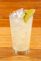 Fresh Lemonade Cocktail in a glass with ice