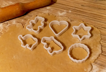 Christmas shortbread cookies heart shaped gingerbread man star holiday preparation for the new year