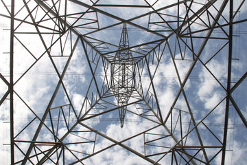 high voltage tower fish eye view