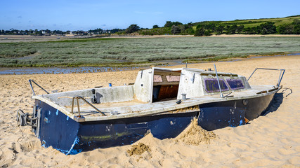 boat stranded on the beach