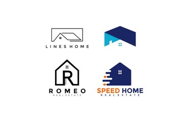 Vector logo design set house real estate