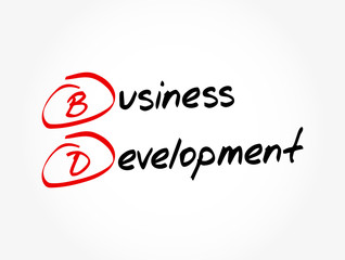 BD - Business Development acronym, business concept background