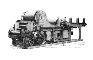 Vintage industrial machine in the old book Encyclopedia by I.E. Andrievsky, vol. 4A, S. Petersburg, 1891