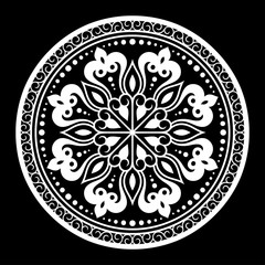 Circular pattern in form of mandala with flower for Henna, Mehndi, tattoo, decoration. Decorative ornament in ethnic oriental style. Outline doodle hand draw vector illustration.