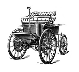 Fototapeta na wymiar Electric car by Morris and Salom in the old book Big Encyclopedia, vol. 1, S. Petersburg, 1904