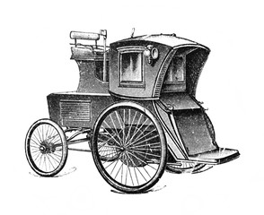 Electric car  by company "Electric Carriage and Wagon Co" in the old book Big Encyclopedia, vol. 1, S. Petersburg, 1904