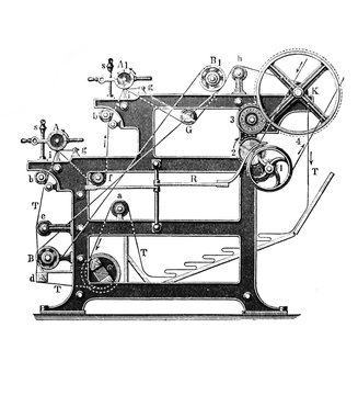 Shearing machine in the old book Big Encyclopedia, vol. 1, S. Petersburg, 1904