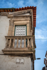 Detailed view of a classic buildings on Vila Real city downtown, Portugal