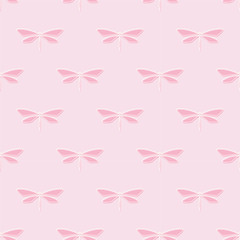 pink seamless repeat pattern with dragonflies, girly pattern background