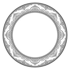Frame in eastern tradition. Stylized with henna tattoos decorative pattern for decorating covers for book, notebook, casket, magazine, postcard and folder. Flower mandala in mehndi style.