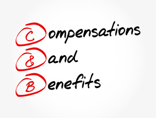 C&B - Compensations & Benefits acronym, business concept background