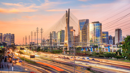 Fototapeta na wymiar Octavio Frias de Oliveira Bridge in Sao Paulo Brazil