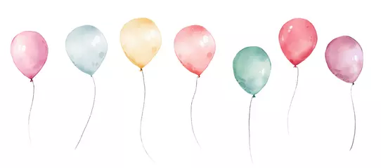Fotobehang watercolor balloons colorful © lisima