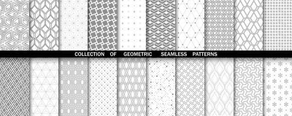 Geometric set of seamless gray and white patterns. Simple vector graphics.